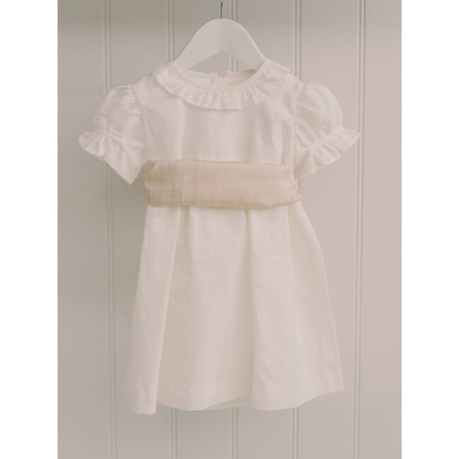 Vega Ceremony Baby Girl Set with Silk Sash, Champagne - Mixed Apparel Set - 3