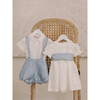 Vega Ceremony Baby Girl Set with Silk Sash, Light Blue - Mixed Apparel Set - 4