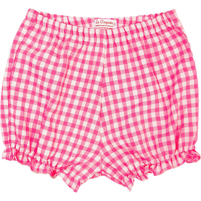 Cala Cotton Baby Girl Bloomers, Pink Gingham