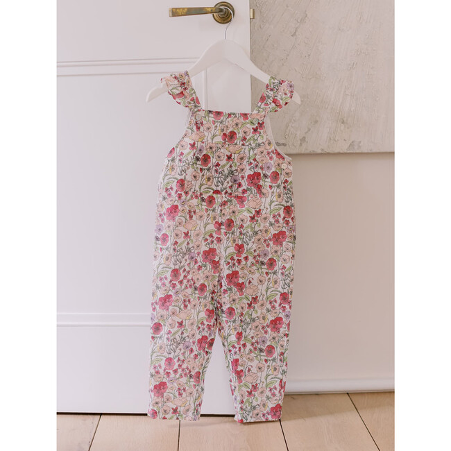 Nova Baby Girl Dungarees, Pink Poppies - Overalls - 2