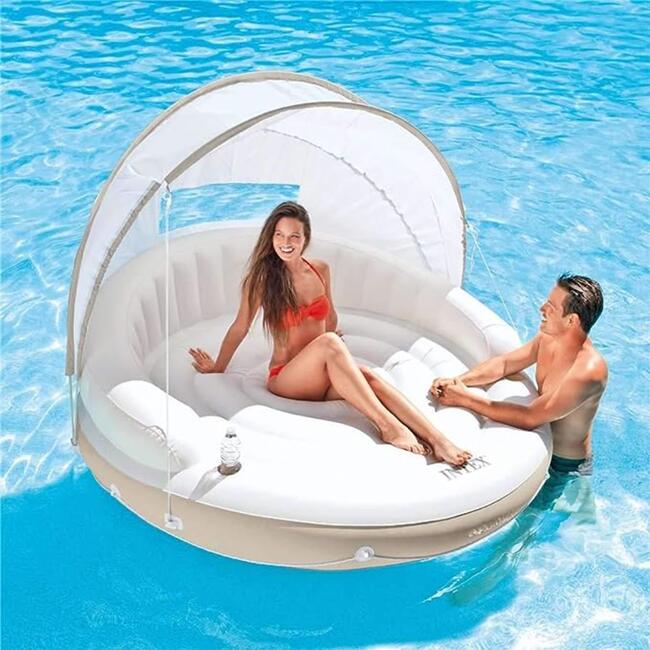 Inflatable Canopy Island Float Lounge - Pool Floats - 6