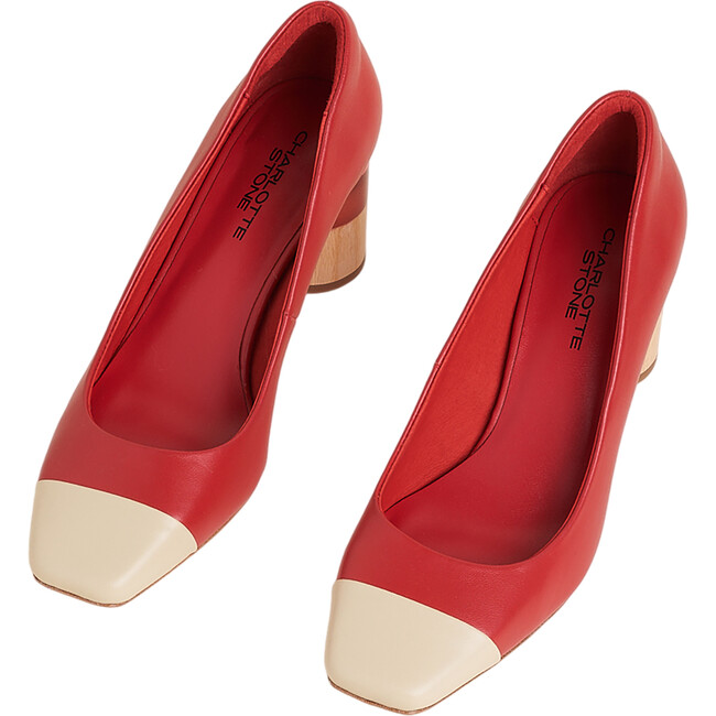 Women's Risa Color-Block Stacked Resin 2.75-Inch Heel Shoes, Begonia - Dress Shoes - 1