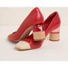Women's Risa Color-Block Stacked Resin 2.75-Inch Heel Shoes, Begonia - Dress Shoes - 3