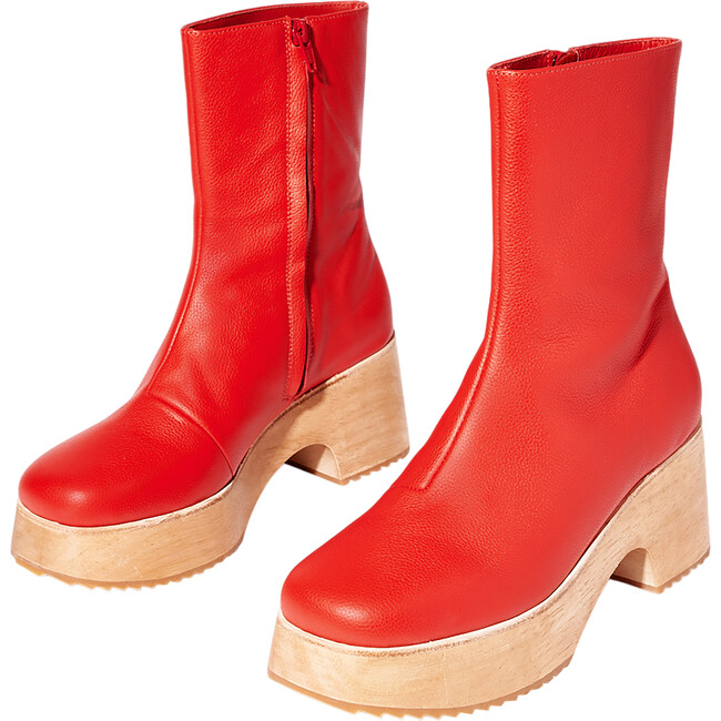 Women's Isla Leather Low 2.75-Inch Heel Platform Clog Boots, Vamp