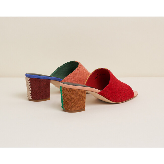Women's Lenu Woven Leather Open Toe 2.5-Inch Block Heel Slide Sandals, Kingston - Sandals - 7