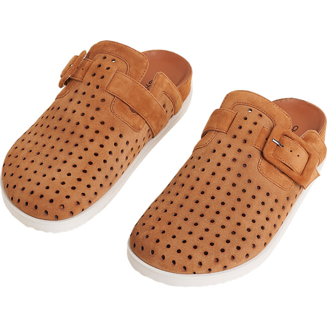 Women's Porter Leather Buckled Slip-On, Bamboo - Slip Ons - 1