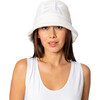 Women's Yuki Tonal Embroidered Monogram Bucket Hat, Optic White - Hats - 4
