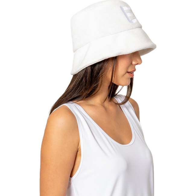 Women's Yuki Tonal Embroidered Monogram Bucket Hat, Optic White - Hats - 5