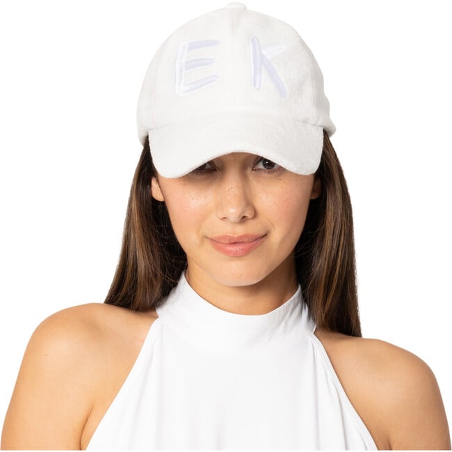 Women's Lo Baseball Tonal Embroidered Monogram Cap, Optic White - Hats - 4