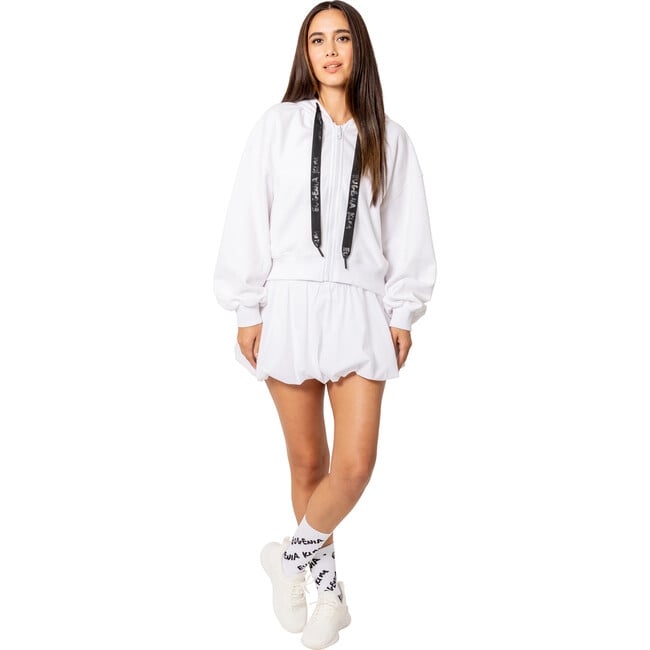 Women's Iga Oversized Seamless Cropped Hoodie, Optic White - Sweatshirts - 3