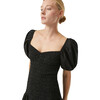 Women's Viviana Eyelet Puff Sleeve Smock Dress, Black - Dresses - 3