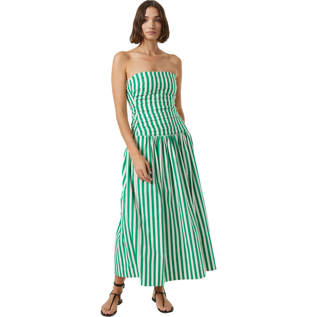 Women's Selma Striped Drop Waist Dress, Green Curacao
