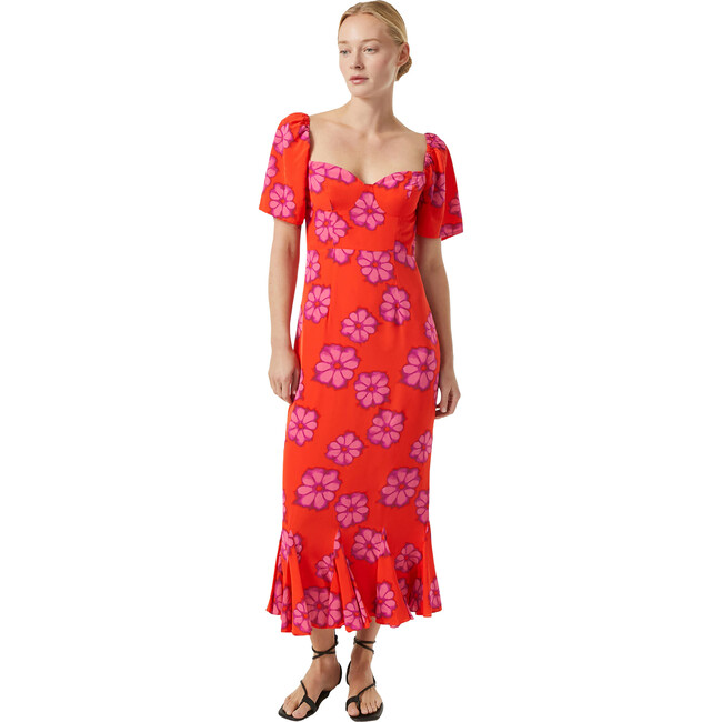 Women's Ramona Flutter Sleeve Dress, Scarlet Bombay Bloom