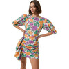 Women's Pia Ruched Short Dress, Formentera Flora - Dresses - 1 - thumbnail