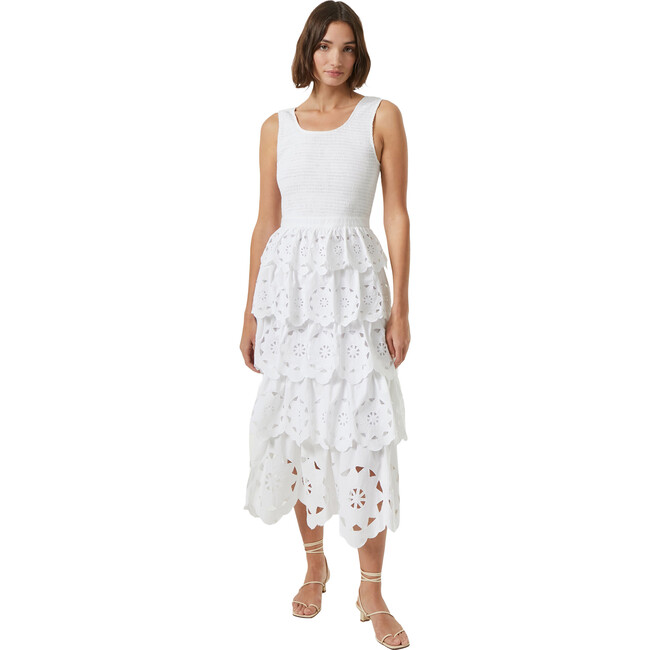 Women's Nia Eyelet Smocked Midi Dress, White