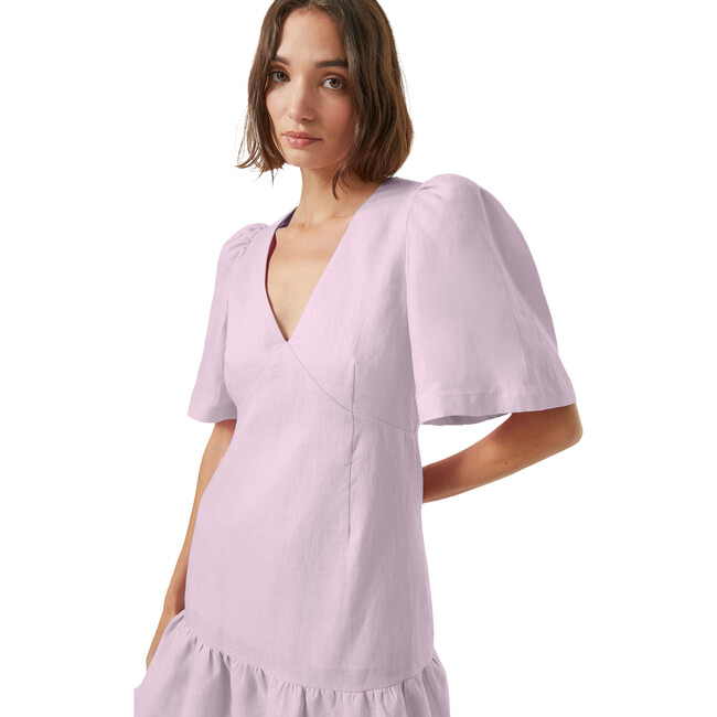 Women's Mariana Deep V-Neck Short Dress, Sun Bleached Pink - Dresses - 2