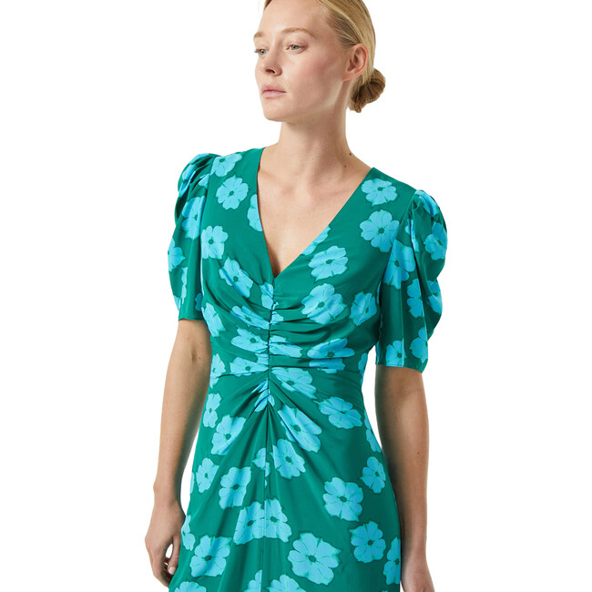 Women's Maci Ruched Front Midi Dress, Forest Bombay Bloom Mini - Dresses - 2