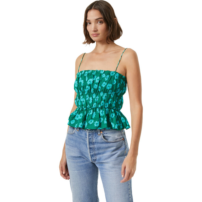 Women's Julieta Smocked Peplum Top, Forest Bombay Bloom Ditsy - Shirts - 3