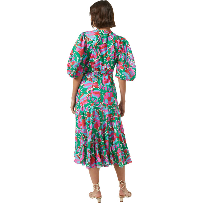 Women's Fiona Puff Sleeve Wrap Dress, White Fleur Tropicale - Dresses - 4