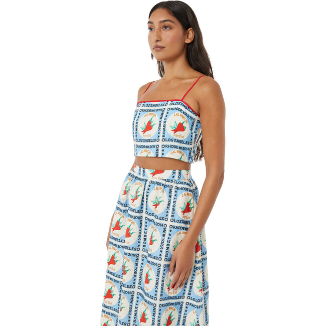 Women's Dina Spaghetti Strap Crop Top, Lal Mirchi - Shirts - 2