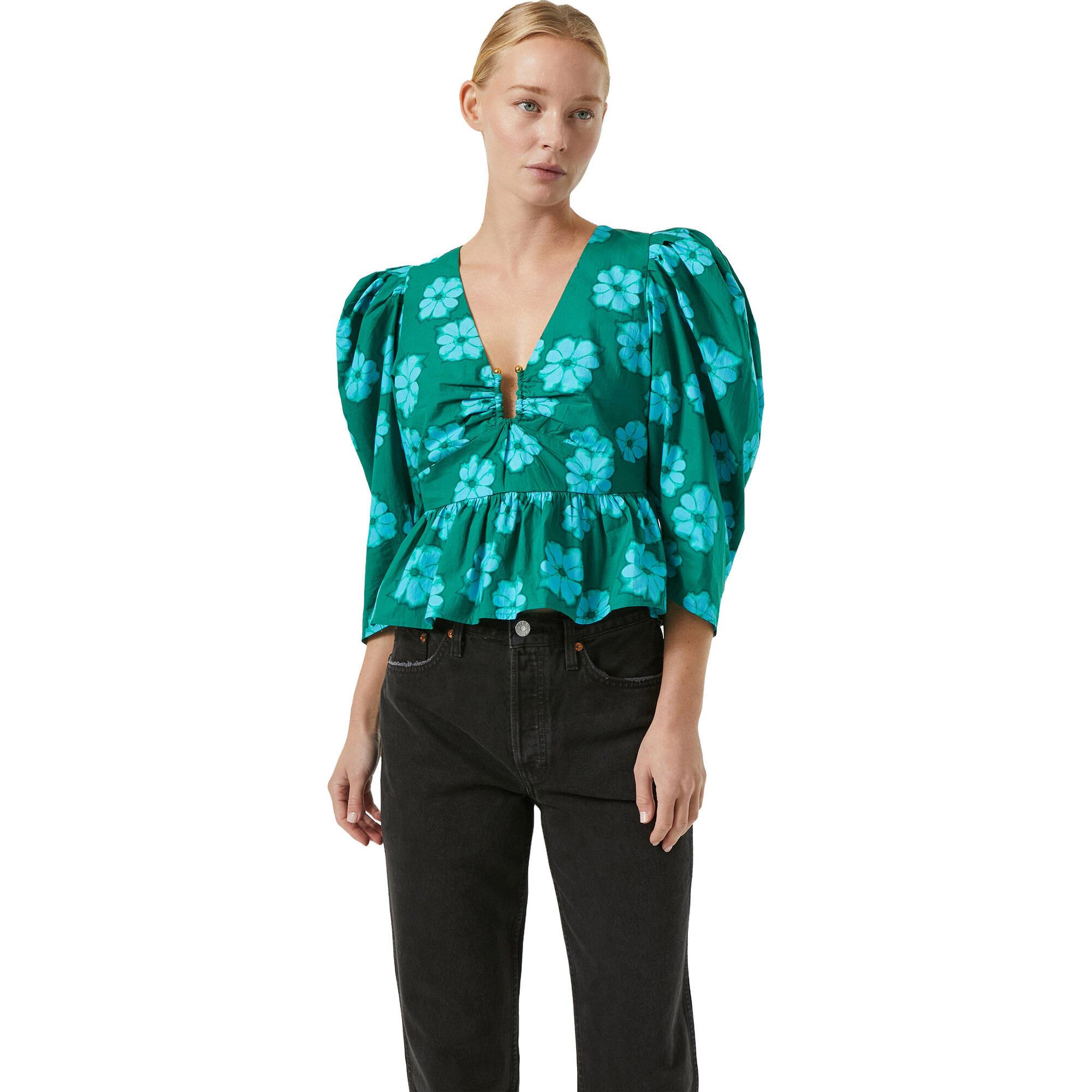 puff sleeve peplum top