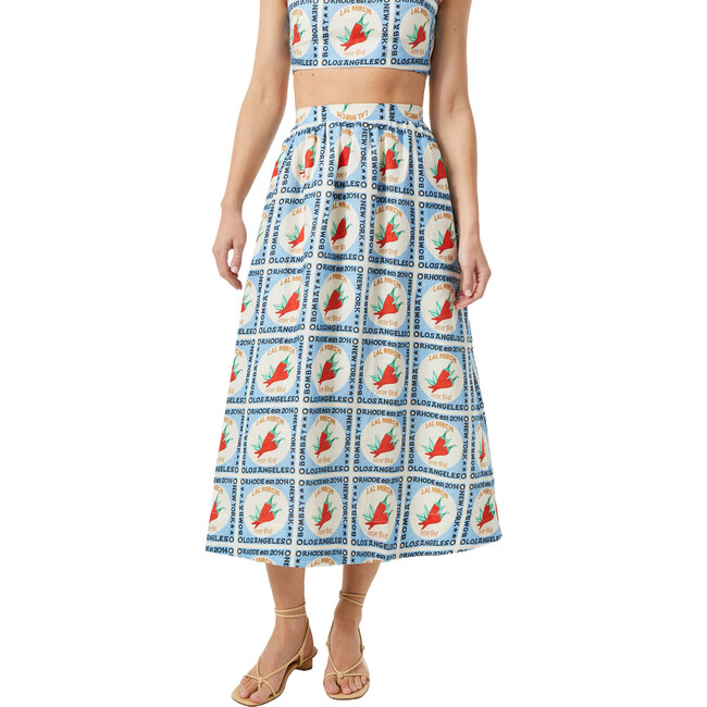 Women's Aaron Pleated A-Line Midi Skirt, Lal Mirchi - Skirts - 2