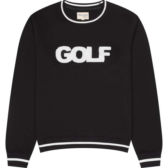 Women's Golf Full Sleeve Ribbed Trim Sweatshirt, Black