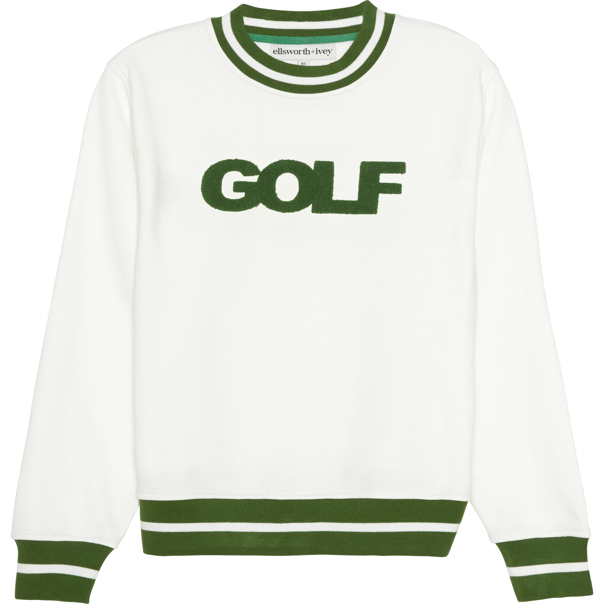 Women's Golf Full Sleeve Ribbed Trim Sweatshirt, Ivory - Sweaters - 1