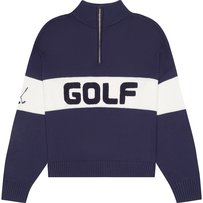 Women's Color-Block Golf Quarter-Zip Sweater, Navy