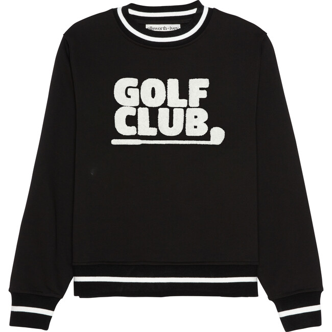 Women's Golf Club Full Sleeve Ribbed Trim Sweatshirt, Black