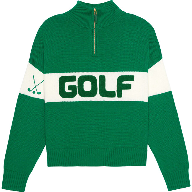 Women's Color-Block Golf Quarter-Zip Sweater, Green
