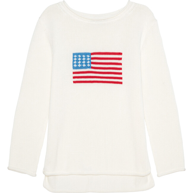 Women's American Flag Mid-Weight Sweater, Ivory