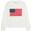 Women's American Flag Crewneck Sweatshirt, Ivory - Sweatshirts - 1 - thumbnail