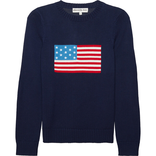 Women's American Flag Classic Crewneck Sweater, Navy