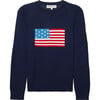 Women's American Flag Classic Crewneck Sweater, Navy - Sweaters - 1 - thumbnail