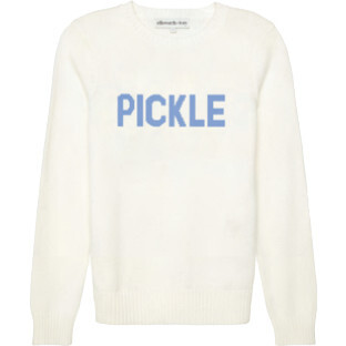 Women's Pickle Classic Crewneck Sweater, Ivory & Cornflower