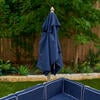 Wooden Outdoor Sectional Ottoman & Umbrella Set with Cushions, Kids’ Patio Furniture, Barnwood Gray & Navy - Kids Seating - 3