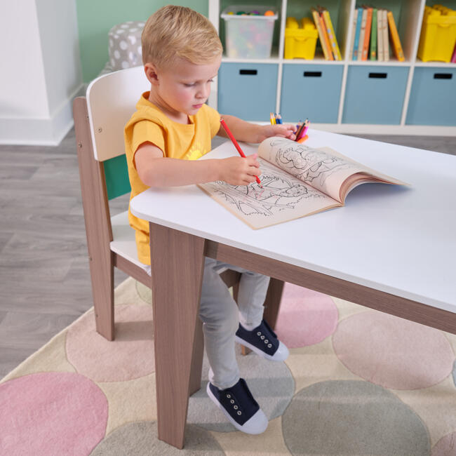 Wooden Pocket Storage Table and 2 Chair Furniture Set – Gray Ash - Play Tables - 3