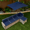 Wooden Outdoor Sectional Ottoman & Umbrella Set with Cushions, Kids’ Patio Furniture, Barnwood Gray & Navy - Kids Seating - 4