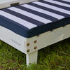 Wooden Outdoor Double Chaise Lounge with Cup Holders, White with Navy and White Stripes - Kids Seating - 3