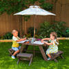 Wooden Octagon Table, Stools & Umbrella Set, Kids’ Outdoor Furniture, Brown Bear & Beige - Kids Seating - 2