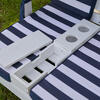 Wooden Outdoor Double Chaise Lounge with Cup Holders, White with Navy and White Stripes - Kids Seating - 6