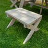 Wooden Octagon Table, Stools & Umbrella Set, Kids’ Outdoor Furniture, Barnwood Gray & Navy - Kids Seating - 3