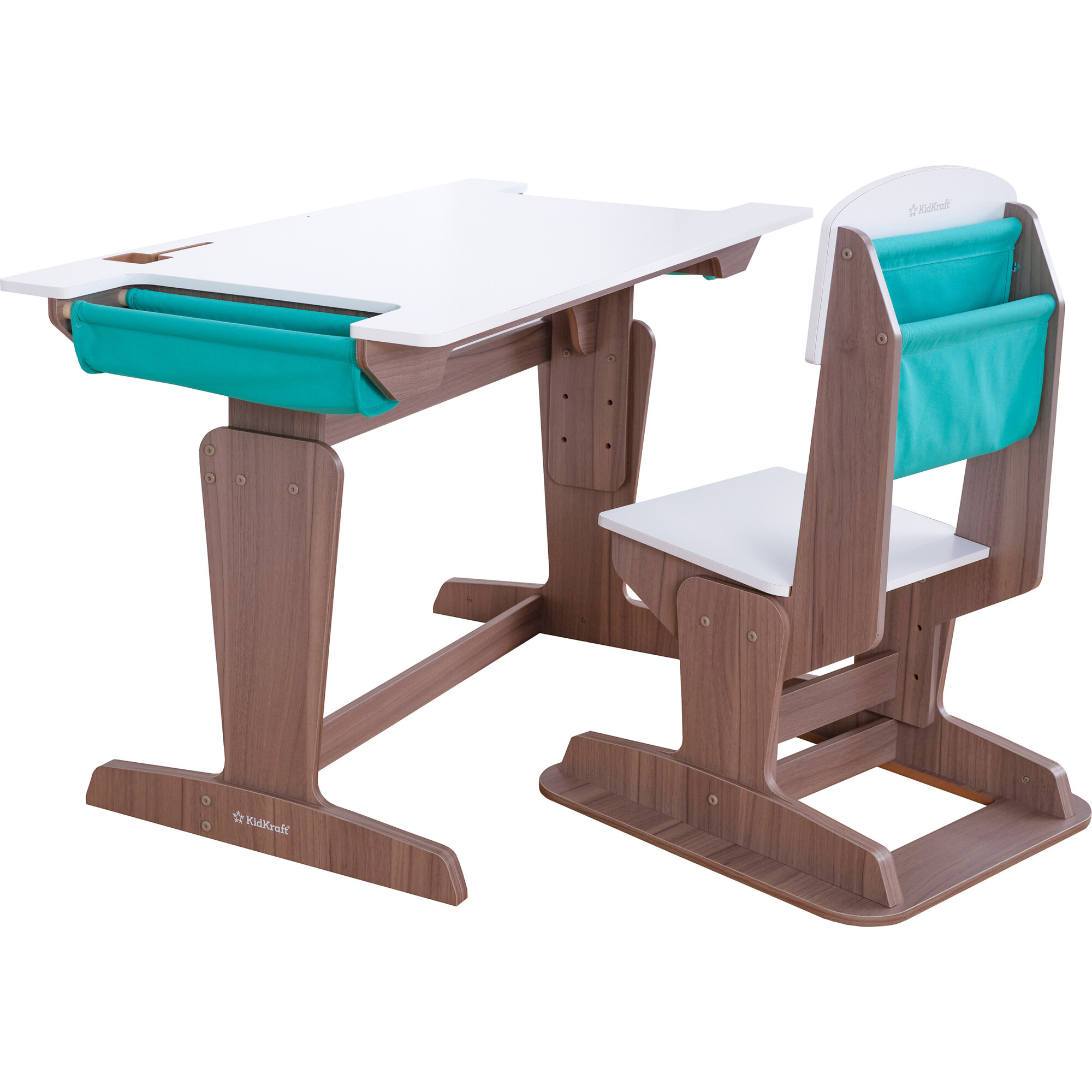 Grow Together™ Pocket Adjustable Wooden Desk and Chair – Gray Ash - Play Tables - 1