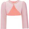 Cropped Satin Cardigan, Peach - Cardigans - 1 - thumbnail