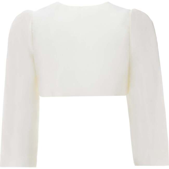 Cropped Satin Cardigan, Cream - Cardigans - 2