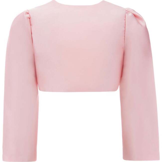 Cropped Satin Cardigan, Peach - Cardigans - 2