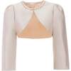 Cropped Satin Cardigan, Champagne - Cardigans - 1 - thumbnail