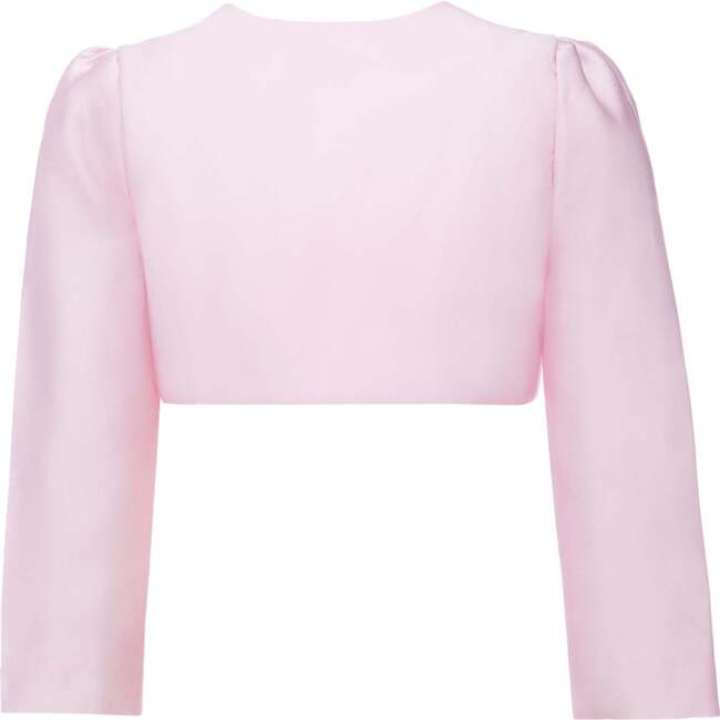 Cropped Satin Cardigan, Blush - Cardigans - 2