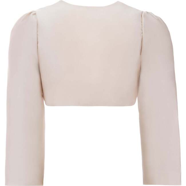 Cropped Satin Cardigan, Champagne - Cardigans - 2